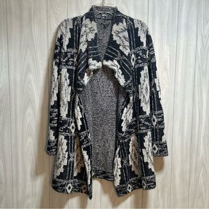 Lucky Brand Open Front Knit Cardigan Aztec Design Size Large